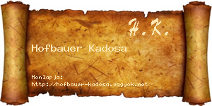 Hofbauer Kadosa névjegykártya
